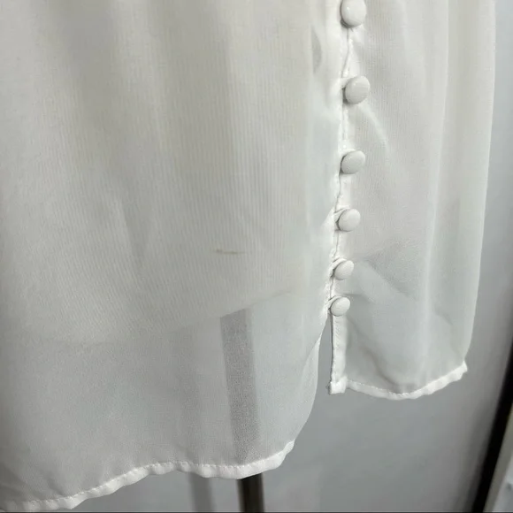St. John Evening White Size Small Women’s Sheer 3/4 Sleeve Chiffon Top - Picture 3 of 7